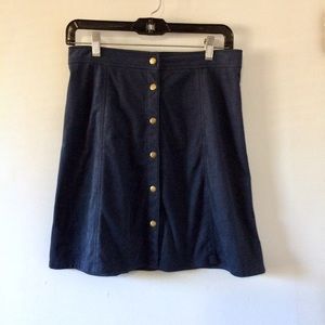 Faux Suede Button Down Skirt